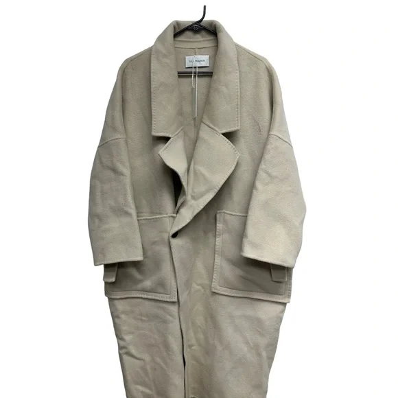 Silk Maison Oversized Beige 100% Wool trench Coat - Picture 7 of 15